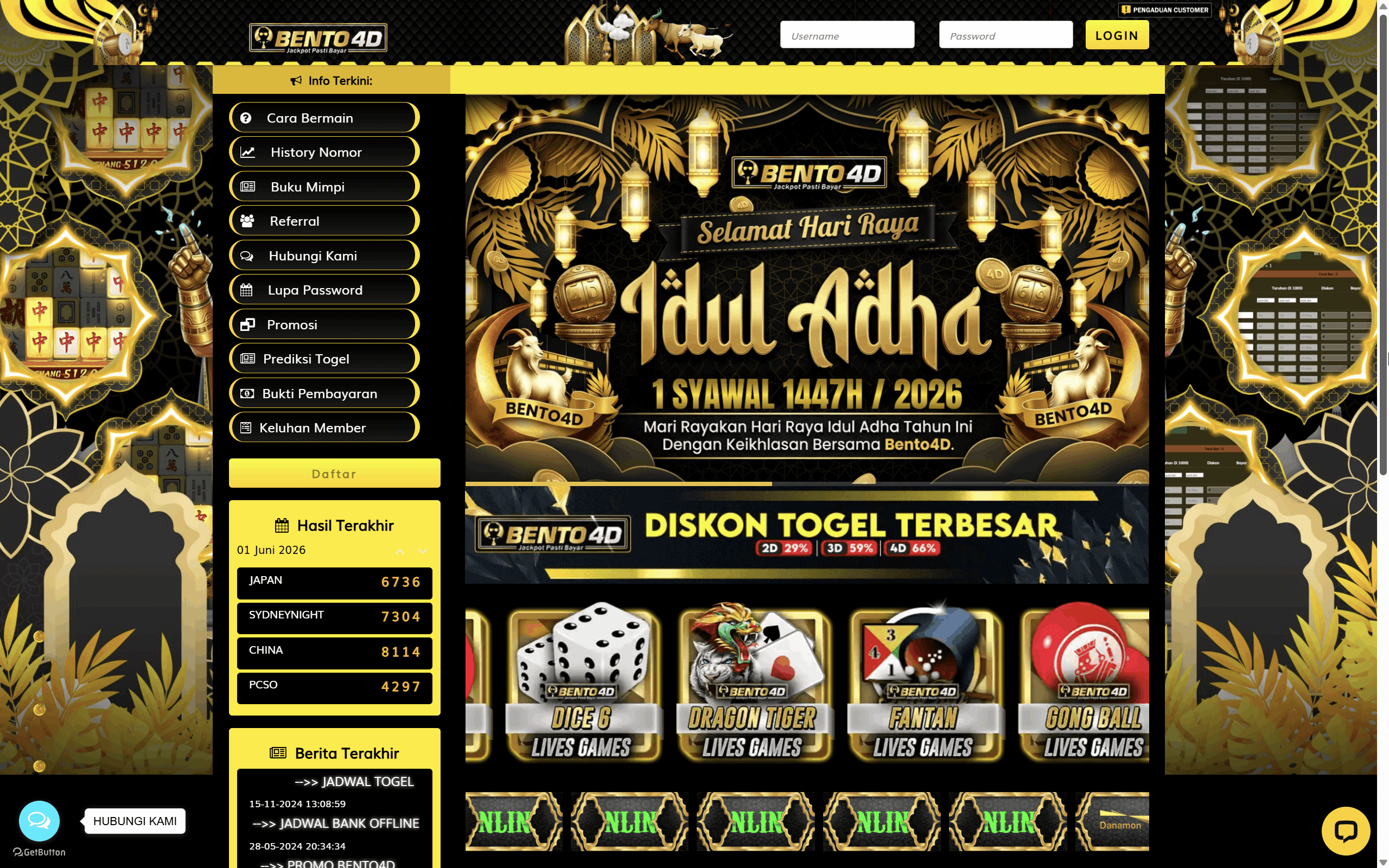 Script Web Slot Bento4D - Platform Casino Online Premium Theme